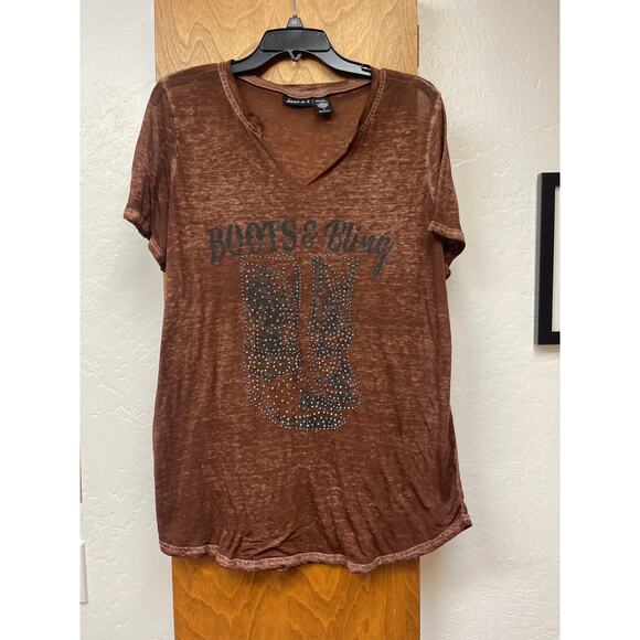BOOTS & BLING BURNOUT TEE SIZE 1X - Picture 1 of 5